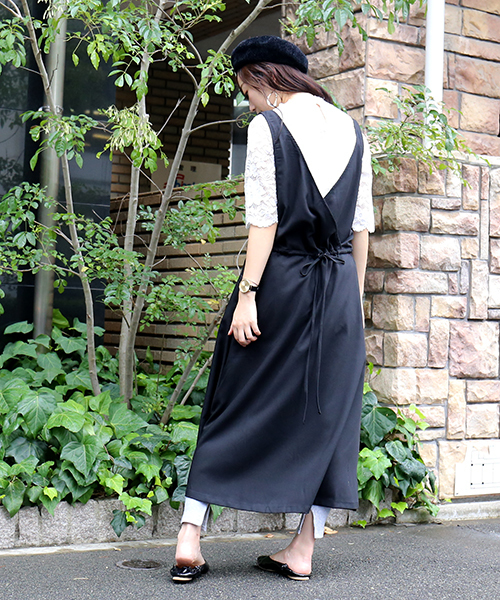 n'ee-ne（ネーネ）の「2wayカシュクール　ジャンパースカート（ジャンパースカート・レディース・チャコールグレー/ブラック・FREE）」の17枚目の写真