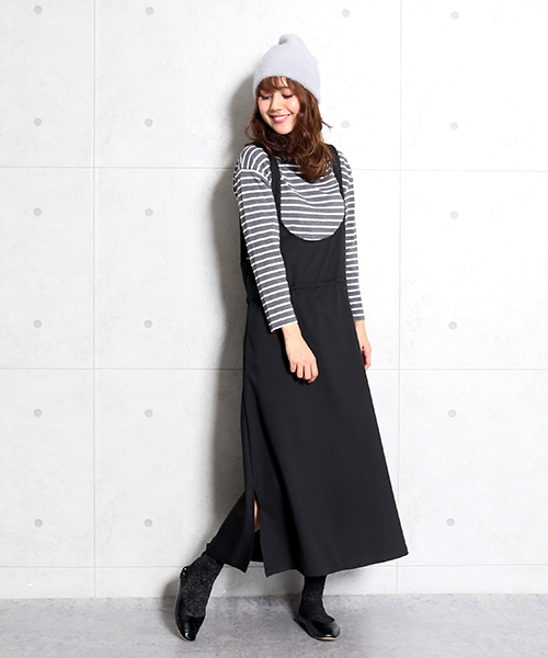 n'ee-ne（ネーネ）の「2wayカシュクール　ジャンパースカート（ジャンパースカート・レディース・チャコールグレー/ブラック・FREE）」の18枚目の写真