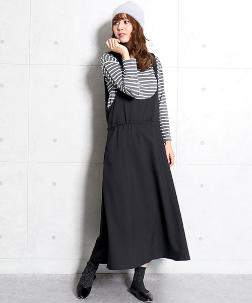 n'ee-ne（ネーネ）の「2wayカシュクール　ジャンパースカート（ジャンパースカート・レディース・チャコールグレー/ブラック・FREE）」の21枚目の写真