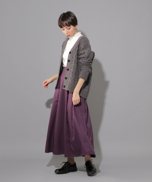 PAGEBOY（ページボーイ）の「ケーブルボリュームカーディガン（カーディガン/ボレロ・レディース・チャコールグレー/ブラック/オフホワイト/キャメル・FREE）」の5枚目の写真