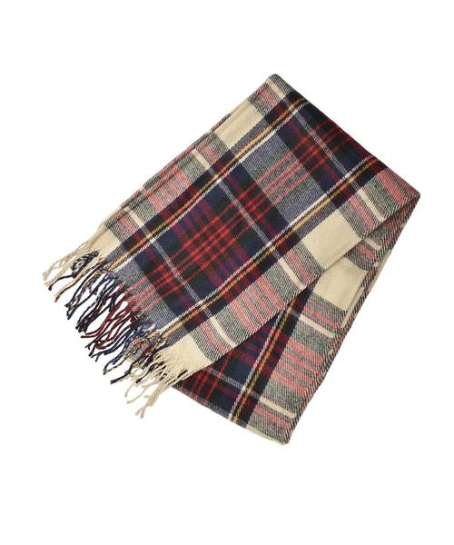 MinoriTY（マイノリティ）の「ビッグチェック柄ストールマフラー（ストール/ショール・メンズ・ブラック/ベージュ/パープル/ブラウン/レッド/イエロー/ブルー/グリーン/ブラック系その他/レッド系その他・FREE）」の5枚目の写真