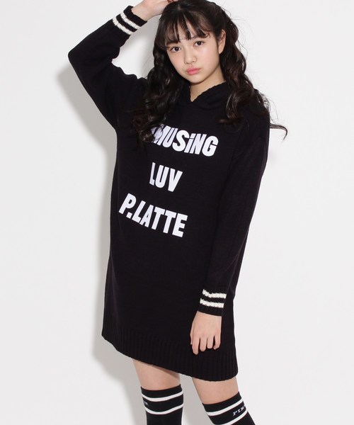 Pink Latte ピンクラテ の 洗える チクチクしにくい フード ニットワンピース ワンピース Wear