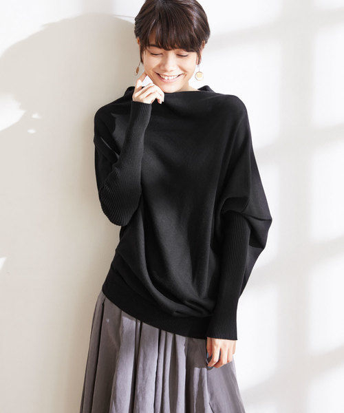 Chaco closet(チャコ クローゼット)の「変形ボトルネック デザイン 綿ニット(ニット/セーター・レディース・ライトブルー/グレー/ピンク/ブラック/ベージュ・FREE)」の10枚目の写真