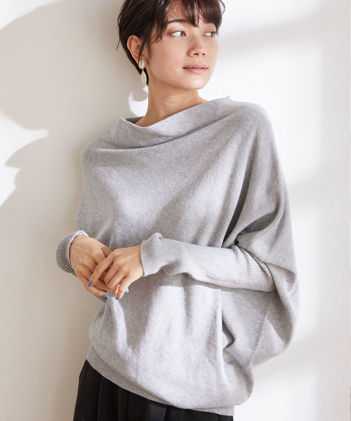 Chaco closet(チャコ クローゼット)の「変形ボトルネック デザイン 綿ニット(ニット/セーター・レディース・ライトブルー/グレー/ピンク/ブラック/ベージュ・FREE)」の11枚目の写真