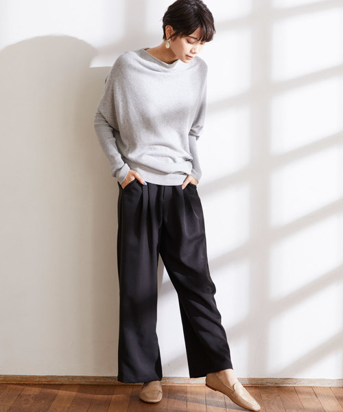 Chaco closet(チャコ クローゼット)の「変形ボトルネック デザイン 綿ニット(ニット/セーター・レディース・ライトブルー/グレー/ピンク/ブラック/ベージュ・FREE)」の12枚目の写真