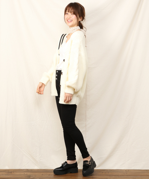 Heather(ヘザー)の「フトケーブルニットアウター 844391(その他アウター・レディース・ホワイト/ブラウン/ベージュ・FREE)」の4枚目の写真