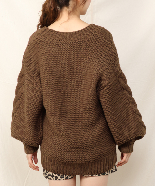 Heather(ヘザー)の「フトケーブルニットアウター 844391(その他アウター・レディース・ホワイト/ブラウン/ベージュ・FREE)」の8枚目の写真