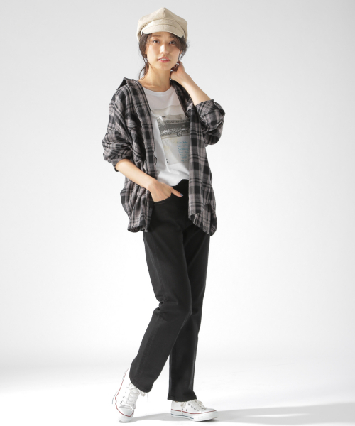 BAYFLOW（ベイフロー）の「BIGシルエットチェックシャツ（シャツ/ブラウス・レディース・チャコールグレー/ネイビー/マスタード・SMALL/MEDIUM）」の8枚目の写真