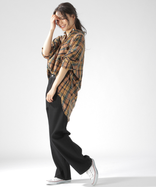 BAYFLOW（ベイフロー）の「BIGシルエットチェックシャツ（シャツ/ブラウス・レディース・チャコールグレー/ネイビー/マスタード・SMALL/MEDIUM）」の11枚目の写真