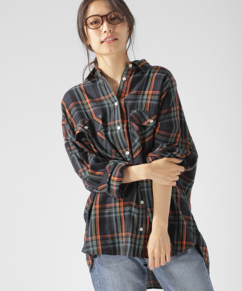 BAYFLOW（ベイフロー）の「BIGシルエットチェックシャツ（シャツ/ブラウス・レディース・チャコールグレー/ネイビー/マスタード・SMALL/MEDIUM）」の9枚目の写真