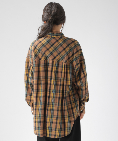 BAYFLOW（ベイフロー）の「BIGシルエットチェックシャツ（シャツ/ブラウス・レディース・チャコールグレー/ネイビー/マスタード・SMALL/MEDIUM）」の14枚目の写真