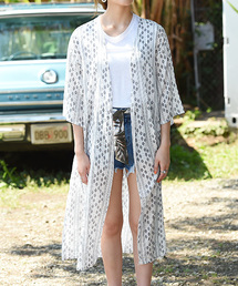 Luz Llena | エスニックデザインロングシャツライトカーディガン(カーディガン/ボレロ)