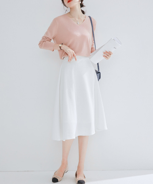 SAISON DE PAPILLON(セゾンドパピヨン)の「ウール混Vネックシンプルドロップショルダーニットトップス(ニット/セーター・レディース・ブルー/コーラル/ピンク/イエロー/オレンジ/ホワイト/ブラック/グレー/グリーン/ライトグレー/ブラウン・M/L/S)」の22枚目の写真