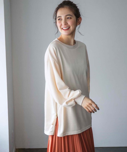 GeeRA(ジーラ)の「【WEB限定】脇ジップスウェットトレーナー(スウェット)」|アイボリー