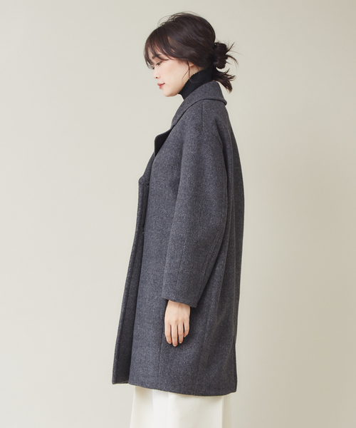 y*o様 qualite　ウールヘリンボンビーバーコート　ベージュ　完売品 qualite（カリテ）の「ウールヘリンボンビーバー（ピーコート）」 - WEAR