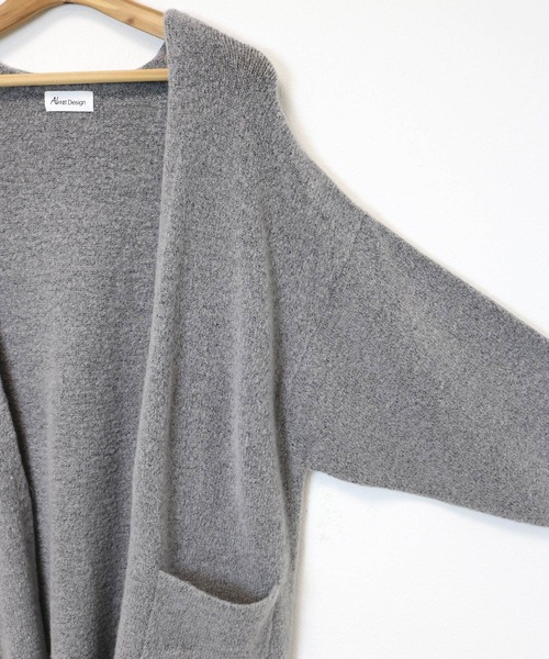 andme（アンドミー）の「ロング丈ふっくらブークレニットカーディガン（カーディガン/ボレロ・レディース・ブラック/グレー/ベージュ/チャコールグレー/ベージュ系その他/オフホワイト/オリーブ・M/S）」の10枚目の写真