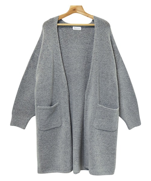 andme（アンドミー）の「ロング丈ふっくらブークレニットカーディガン（カーディガン/ボレロ・レディース・ブラック/グレー/ベージュ/チャコールグレー/ベージュ系その他/オフホワイト/オリーブ・M/S）」の20枚目の写真