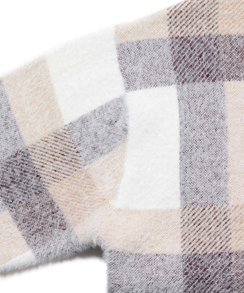 JUNRED（ジュンレッド）の「シャギーチェッククルーニット（ニット/セーター・メンズ・ブラック/ベージュ・M/L）」の7枚目の写真