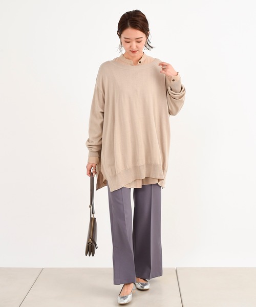 DouDou（ドゥドゥ）の「【SS】セミフレアパンツ（その他パンツ・レディース・ライトベージュ/グリーン/パープル/ベージュ・36/38）」の5枚目の写真