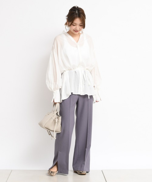 DouDou（ドゥドゥ）の「【SS】セミフレアパンツ（その他パンツ・レディース・ライトベージュ/グリーン/パープル/ベージュ・36/38）」の11枚目の写真