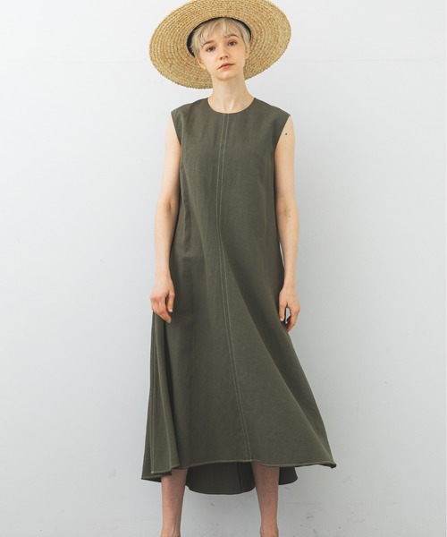 STUDIOUS（ステュディオス）の「【STUDIOUS】リネンミックスAラインワンピース（ワンピース・レディース・ブラック/ベージュ/カーキ・1/2）」の3枚目の写真