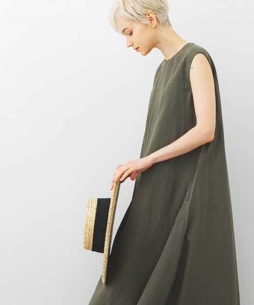 STUDIOUS（ステュディオス）の「【STUDIOUS】リネンミックスAラインワンピース（ワンピース・レディース・ブラック/ベージュ/カーキ・1/2）」の11枚目の写真
