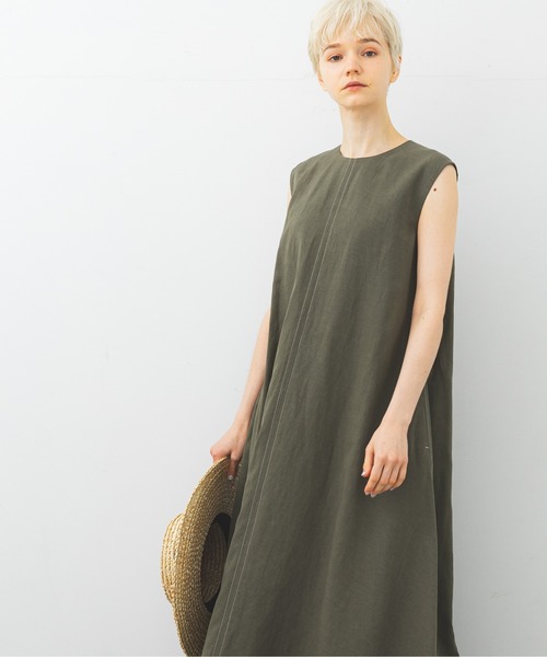 STUDIOUS（ステュディオス）の「【STUDIOUS】リネンミックスAラインワンピース（ワンピース・レディース・ブラック/ベージュ/カーキ・1/2）」の10枚目の写真