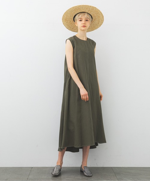 STUDIOUS（ステュディオス）の「【STUDIOUS】リネンミックスAラインワンピース（ワンピース・レディース・ブラック/ベージュ/カーキ・1/2）」の8枚目の写真