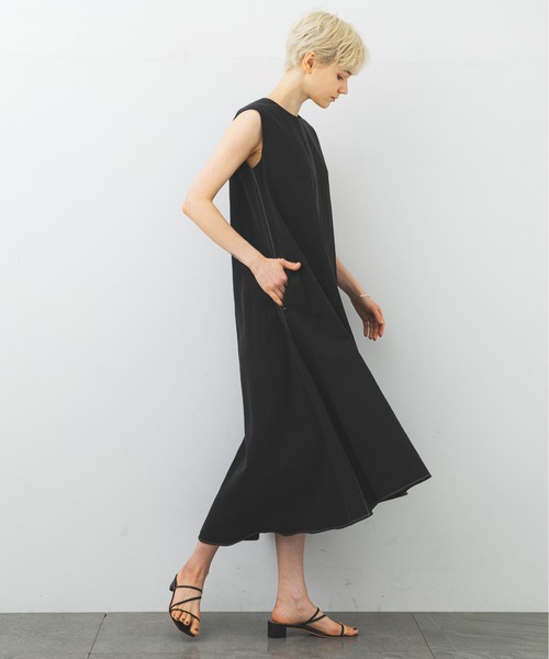 STUDIOUS（ステュディオス）の「【STUDIOUS】リネンミックスAラインワンピース（ワンピース・レディース・ブラック/ベージュ/カーキ・1/2）」の7枚目の写真