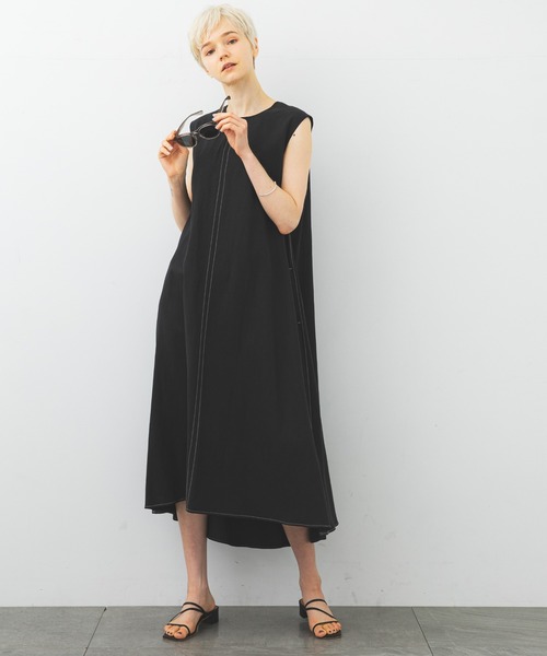 STUDIOUS（ステュディオス）の「【STUDIOUS】リネンミックスAラインワンピース（ワンピース・レディース・ブラック/ベージュ/カーキ・1/2）」の6枚目の写真