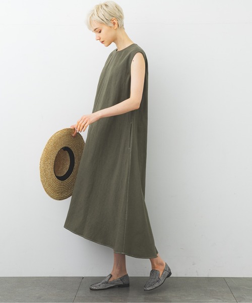 STUDIOUS（ステュディオス）の「【STUDIOUS】リネンミックスAラインワンピース（ワンピース・レディース・ブラック/ベージュ/カーキ・1/2）」の9枚目の写真