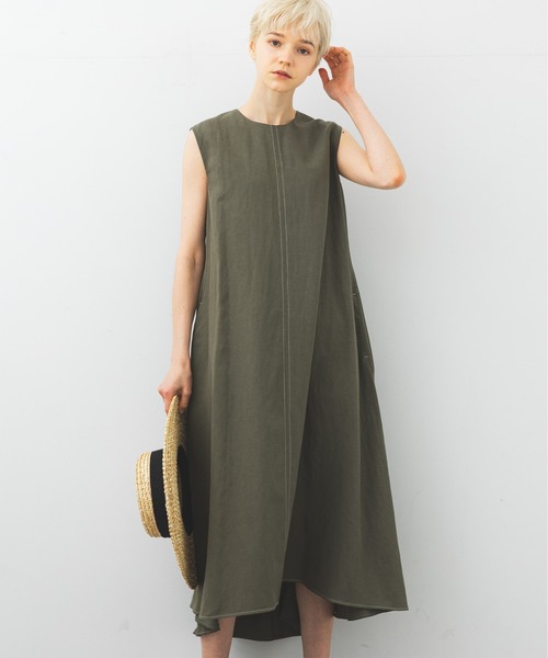 STUDIOUS（ステュディオス）の「【STUDIOUS】リネンミックスAラインワンピース（ワンピース・レディース・ブラック/ベージュ/カーキ・1/2）」の13枚目の写真