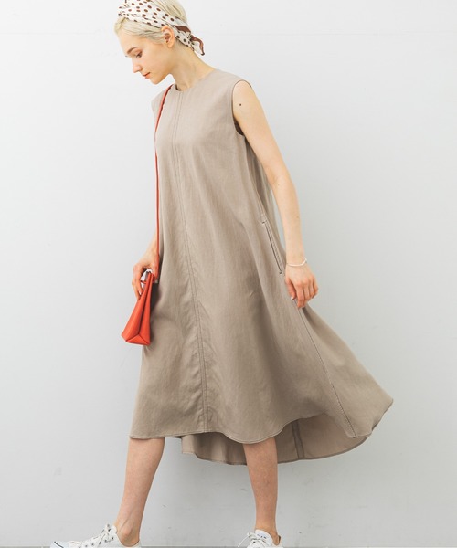 STUDIOUS（ステュディオス）の「【STUDIOUS】リネンミックスAラインワンピース（ワンピース・レディース・ブラック/ベージュ/カーキ・1/2）」の22枚目の写真