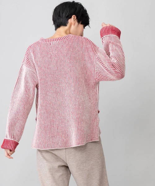 Munich（ミューニック）の「カーディガンステッチウールニット　クルーネックプルオーバー（ニット/セーター・レディース・ブラック/ブラウン/レッド/サックスブルー・FREE）」の6枚目の写真