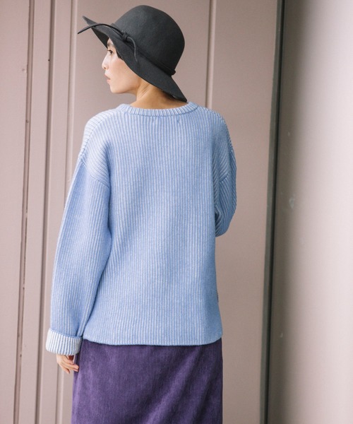 Munich（ミューニック）の「カーディガンステッチウールニット　クルーネックプルオーバー（ニット/セーター・レディース・ブラック/ブラウン/レッド/サックスブルー・FREE）」の13枚目の写真