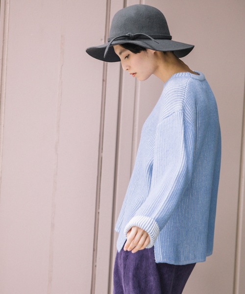 Munich（ミューニック）の「カーディガンステッチウールニット　クルーネックプルオーバー（ニット/セーター・レディース・ブラック/ブラウン/レッド/サックスブルー・FREE）」の11枚目の写真