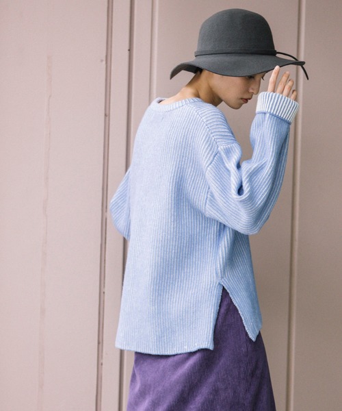 Munich（ミューニック）の「カーディガンステッチウールニット　クルーネックプルオーバー（ニット/セーター・レディース・ブラック/ブラウン/レッド/サックスブルー・FREE）」の12枚目の写真