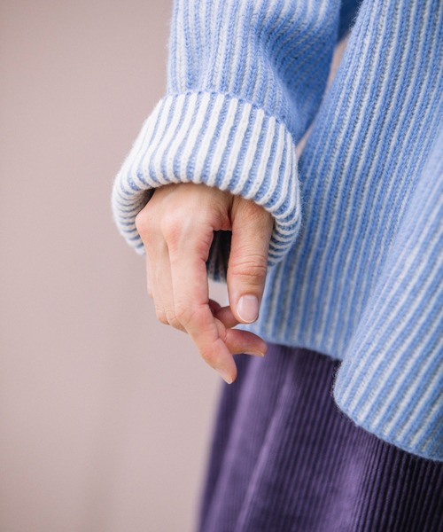 Munich（ミューニック）の「カーディガンステッチウールニット　クルーネックプルオーバー（ニット/セーター・レディース・ブラック/ブラウン/レッド/サックスブルー・FREE）」の17枚目の写真