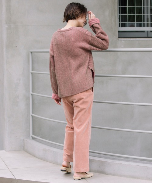 Munich（ミューニック）の「カーディガンステッチウールニット　クルーネックプルオーバー（ニット/セーター・レディース・ブラック/ブラウン/レッド/サックスブルー・FREE）」の22枚目の写真