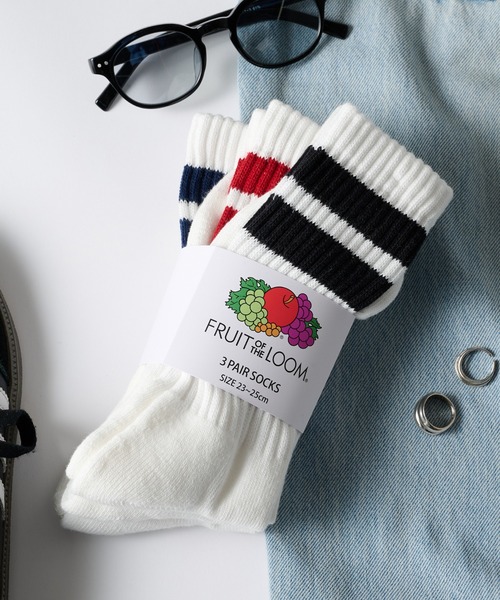 FRUIT OF THE LOOM(フルーツオブザルーム)の「【FRUIT OF THE LOOM】3Pパッククルーソックス ロングソックス 定番ラインソックス(ソックス/靴下・メンズ・その他/その他2/その他3/その他5/その他4/ホワイト/その他6/その他7/その他9/その他8・L/M)」の9枚目の写真