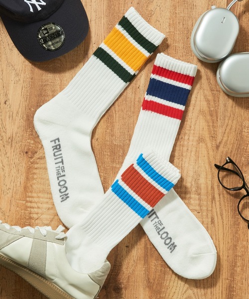 FRUIT OF THE LOOM（フルーツオブザルーム）の「【FRUIT OF THE LOOM】3Pパッククルーソックス  ロングソックス  定番ラインソックス（ソックス/靴下・メンズ・その他/その他2/その他3/その他5/その他4/ホワイト・L/M）」の8枚目の写真