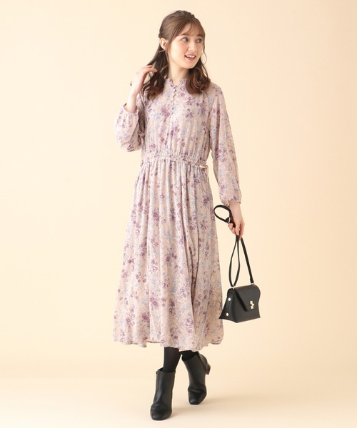 Feroux(フェルゥ)の「【洗える】シェードmixフラワー ワンピース(ワンピース・レディース・オレンジ系3/ベージュ系3・1/2)」の3枚目の写真