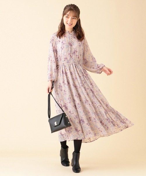Feroux(フェルゥ)の「【洗える】シェードmixフラワー ワンピース(ワンピース・レディース・オレンジ系3/ベージュ系3・1/2)」の4枚目の写真