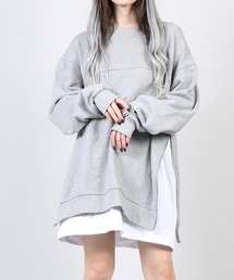 DING | DING/サイドジップフェイクレイヤードスウェット(スウェット)