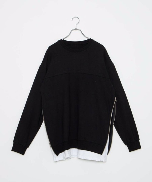 DING（ディング）の「DING/サイドジップフェイクレイヤードスウェット（スウェット・レディース・ブラック/グレー/グリーン・FREE）」の6枚目の写真