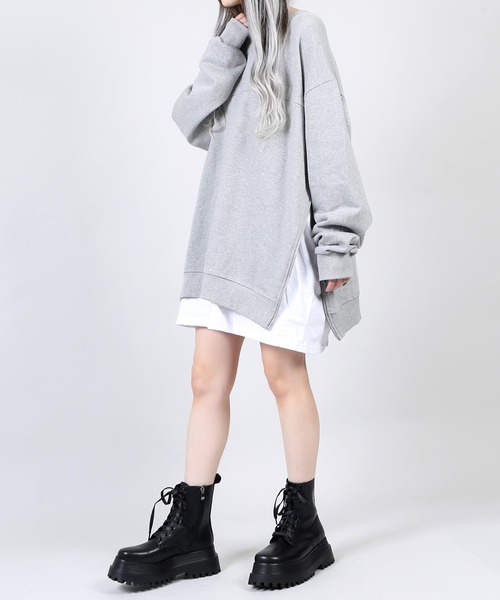 DING（ディング）の「DING/サイドジップフェイクレイヤードスウェット（スウェット・レディース・ブラック/グレー/グリーン・FREE）」の10枚目の写真