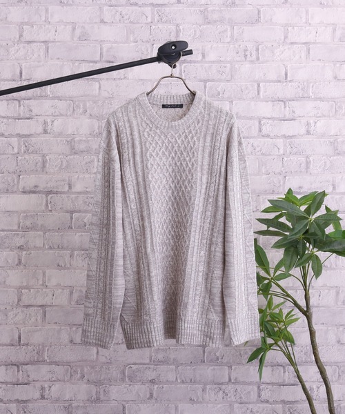 TONE SELECT GOODS(トーンセレクトグッズ)の「【TONE MEN'S】ケーブルクルーネックニット(BL)(ニット/セーター・メンズ・アイボリー/ホワイト系その他/ブラック/ブラック系その他/杢グレー/ベージュ系その他/パープル系その他/ワイン・MEDIUM/LARGE/X-LARGE)」の10枚目の写真