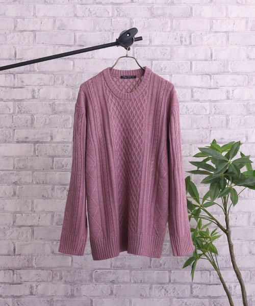 TONE SELECT GOODS(トーンセレクトグッズ)の「【TONE MEN'S】ケーブルクルーネックニット(BL)(ニット/セーター・メンズ・アイボリー/ホワイト系その他/ブラック/ブラック系その他/杢グレー/ベージュ系その他/パープル系その他/ワイン・MEDIUM/LARGE/X-LARGE)」の11枚目の写真