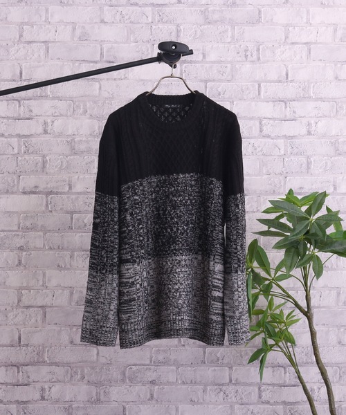 TONE SELECT GOODS(トーンセレクトグッズ)の「【TONE MEN'S】ケーブルクルーネックニット(BL)(ニット/セーター・メンズ・アイボリー/ホワイト系その他/ブラック/ブラック系その他/杢グレー/ベージュ系その他/パープル系その他/ワイン・MEDIUM/LARGE/X-LARGE)」の12枚目の写真