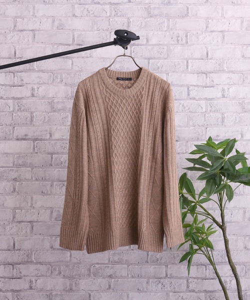 TONE SELECT GOODS(トーンセレクトグッズ)の「【TONE MEN'S】ケーブルクルーネックニット(BL)(ニット/セーター・メンズ・アイボリー/ホワイト系その他/ブラック/ブラック系その他/杢グレー/ベージュ系その他/パープル系その他/ワイン・MEDIUM/LARGE/X-LARGE)」の15枚目の写真